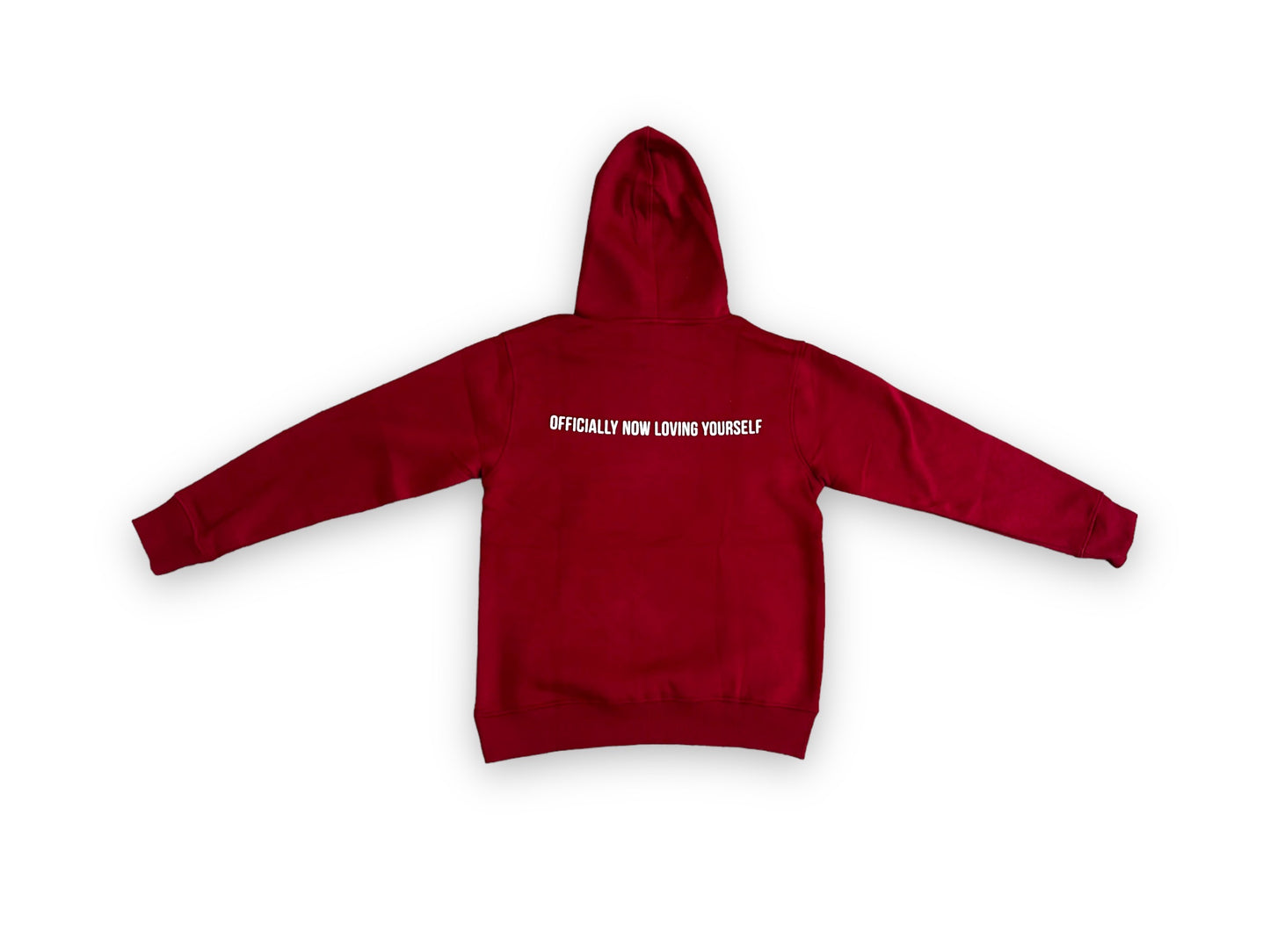 Maroon Front Logo Slogan Back Hoodie